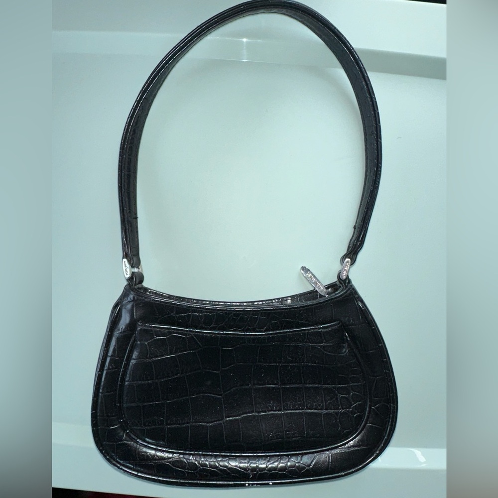 Nine West Black Crocodile-Embossed Mini Shoulder Bag